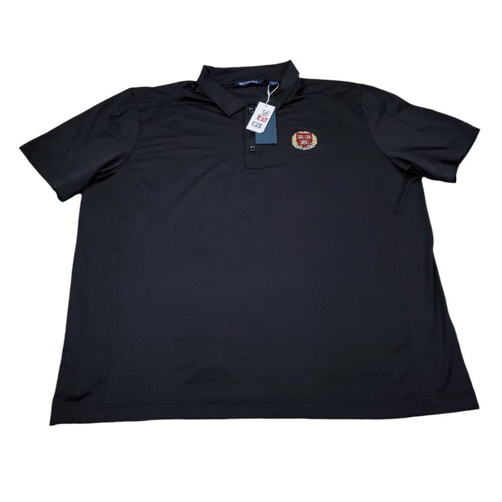 Harvard University Cutter And Buck Black Short Sleeve Polo Shirt Men’s Size XXL